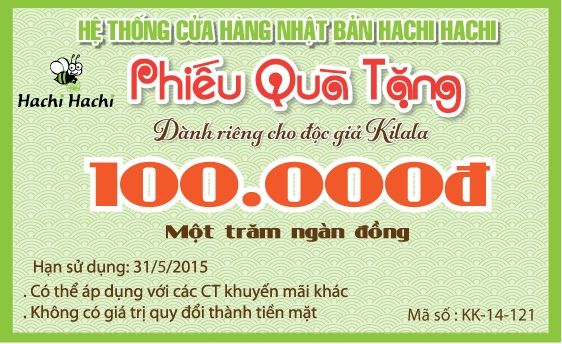 phiếu quà tặng từ Hachi Hachi phiếu quà tặng từ Hachi Hachi